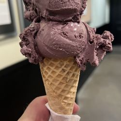Johnson's Real Ice Cream- New Albany - Black raspberry chocolate chip on a waffle come