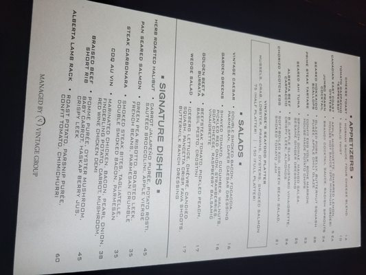 Menu photo 1 Vintage Chophouse and Tavern Calgary, AB Menu photo 1 Vintage Chophouse and Tavern Calgary, AB