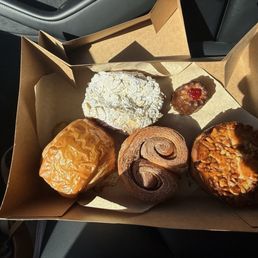 Ham & Cheese Croissant, Almond Chocolate Croissant, Cinnamon Roll, Monkey Bread and a Raspberry little tart that was Amazing! Ham & Cheese Croissant, Almond Chocolate Croissant, Cinnamon Roll, Monkey Bread and a Raspberry little tart that was Amazing!