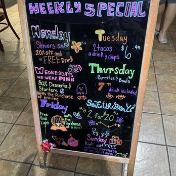 Tijuana Flats - Weekly Specials board - Tex-Mex Near Me - Clermont, Florida Tijuana Flats - Weekly Specials board - Tex-Mex Near Me - Clermont, Florida