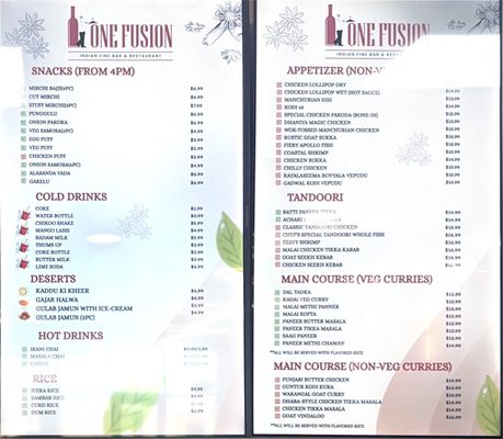 Menu photo 2 One Fusion Argyle, TX Menu photo 2 One Fusion Argyle, TX