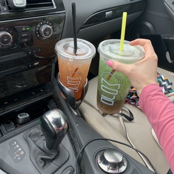 Mojo Coffee - Green is the shark attack and the peachy one is the pixie stick iced Red Bull - Coffee & Tea Near Me - Burnet, Texas Mojo Coffee - Green is the shark attack and the peachy one is the pixie stick iced Red Bull - Coffee & Tea Near Me - Burnet, Texas
