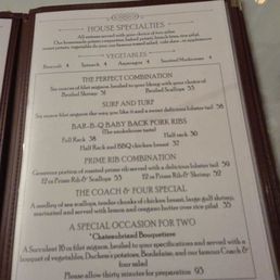 Coach & Four - menu - American Near Me - Roanoke, Virginia