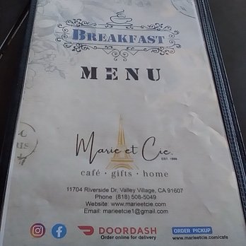 Marie et Cie - Cover of the menu. A lot to choose from. - Coffee & Tea Near Me - Valley Village, California Marie et Cie - Cover of the menu. A lot to choose from. - Coffee & Tea Near Me - Valley Village, California