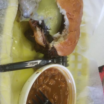 Pit Boss BBQ - Best Bet Brisket Sandwich with the best baked beans I've ever had. - Barbeque Near Me - Hapeville, Georgia