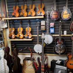 Fine Arts at the Mountain - We carry most major brands for the following: acoustic guitar, violin, banjo, dobro, mandolin, electric guitar, bass guitar.
