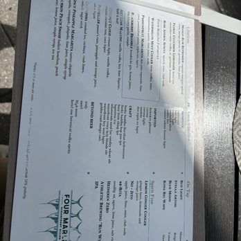Four Marlins Oceanfront Dining - Drinks menu - Seafood Near Me - Key West, Florida