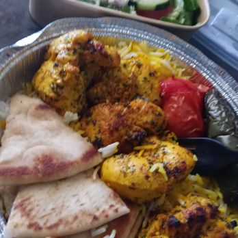 Kabob Shack - Broadway - Chicken kabob with rice and s greek salad - Afghan Near Me - Chula Vista, California