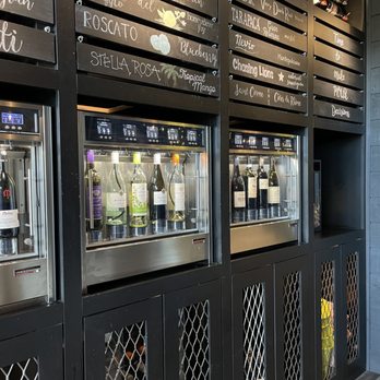The Shaker & Vine - One of the many wine walls - Wine Bars Near Me - Schenectady, New York