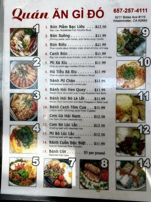 Menu photo 6 Quan An Gi Do Westminster, CA