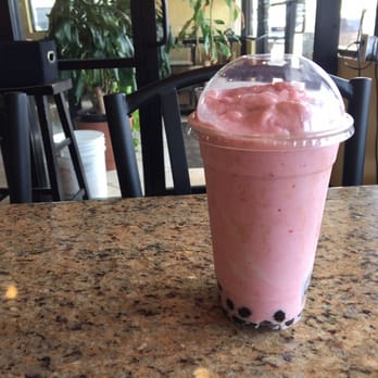 V Bistro - Strawberry smoothie with tapioca. - Vietnamese Near Me - Humble, Texas V Bistro - Strawberry smoothie with tapioca. - Vietnamese Near Me - Humble, Texas