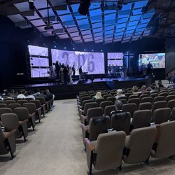 First Assembly of God - Choir assembling on stage