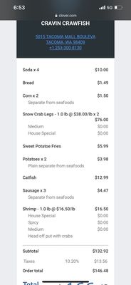 Menu photo 1 Cravin Crawfish Tacoma, WA