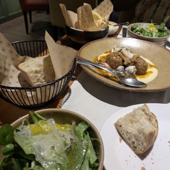 La Bodeguilla - Green salads, fresh bread, Iberian pork meatballs, calamari from the tapas menu - Spanish Near Me - Palma de Mallorca, PM
