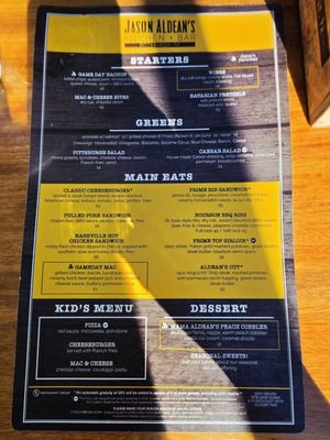 Menu photo 1 Jason Aldean’s Pittsburgh, PA Menu photo 1 Jason Aldean’s Pittsburgh, PA