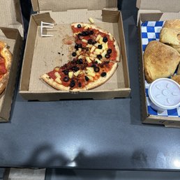 Custom pizzas and breadsticks