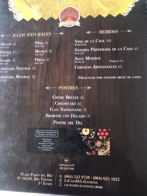 Menu photo 6 La Casa de La Lasagna Tijuana, BCN