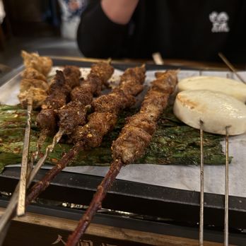 Dynasty Bbq - lamb skewer on wooden stick, normal lamb skewer, chicken skin, tendon, buns, a-choy - Chinese Near Me - Sunnyvale, California