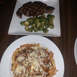 tavern at lock 12 - French fries w/gravy stake and Brussel sprouts