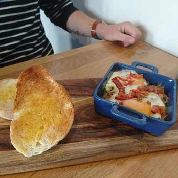Twelve Stones - Baked eggs with pancetta. - Modern Australian Near Me - Pontville, TAS