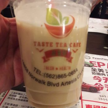 Taste Tea Cafe - The milk tea was so much after going large after checking in with Yelp,I had to take a togo cup. - Taiwanese Near Me - Artesia, California Taste Tea Cafe - The milk tea was so much after going large after checking in with Yelp,I had to take a togo cup. - Taiwanese Near Me - Artesia, California