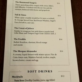 Senia - Drink menu 1/3/2020 - Cocktail Bars Near Me - Honolulu, Hawaii
