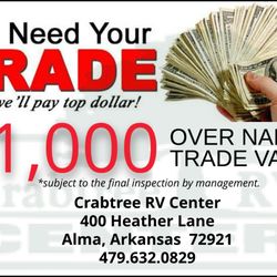 Crabtree RV Center - Sales - We need your trade! Not wanting to upgrade? Let us buy or consign your unit for you!