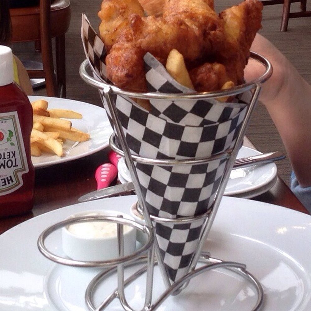 Water's Edge Grill - Made to the order fish and chips. It was really fresh! - New American Near Me - Cambridge, Maryland Water's Edge Grill - Made to the order fish and chips. It was really fresh! - New American Near Me - Cambridge, Maryland