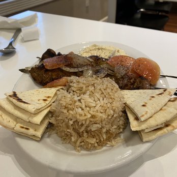 Santorini - Lamb Kabob (Lebanese) Platter - Greek Near Me - Las Cruces, New Mexico Santorini - Lamb Kabob (Lebanese) Platter - Greek Near Me - Las Cruces, New Mexico