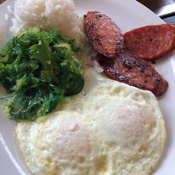 Slappy Cakes - Portuguese sausage, over medium, rice and seaweed. - Breakfast & Brunch Near Me - Lahaina, Hawaii