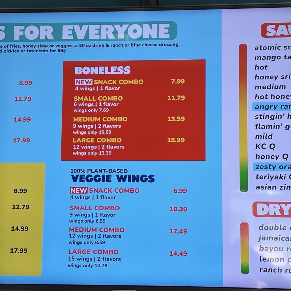 Wing Stand - Wings & things splash the menu boards. - Chicken Wings Near Me - Mission, Kansas Wing Stand - Wings & things splash the menu boards. - Chicken Wings Near Me - Mission, Kansas