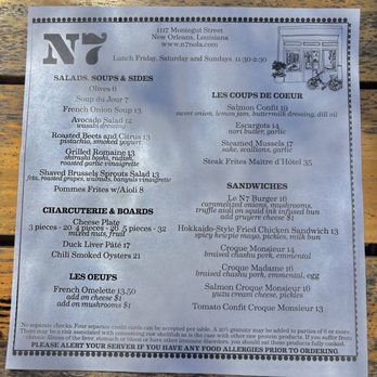 N 7 - Brunch menu - French Near Me - New Orleans, Louisiana