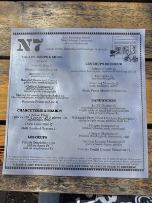 Menu photo 5 N 7 New Orleans, LA
