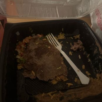 Que Onda Tacobar - Steak plate my boyfriend has not gotten off bathroom And I got the enchiladas plate with birria meat,corn and beans and feel super sick. - Tacos Near Me - Pinole, California
