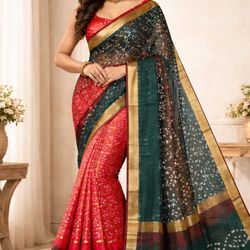 Meenal's Indian Fashions - Beautiful traditional bandhani sari in silk