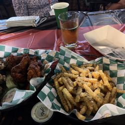 Shamrock Tavern - Wings (garlic parmesan and mile buffalo) and garlic fries