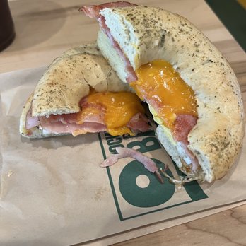 Rocky Mountain Bagel - Eggel with Ham - Bagels Near Me - Canmore, Alberta Rocky Mountain Bagel - Eggel with Ham - Bagels Near Me - Canmore, Alberta