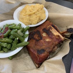 BC BBQ - 1/3 ribs, green beans, and cheesy potatoes.