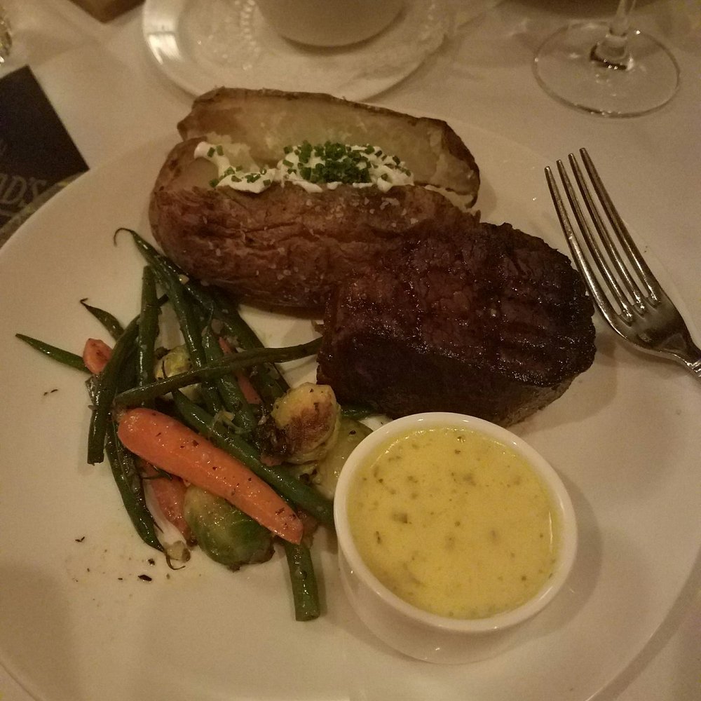 Buckhead's - Filet mignon steamed veggies,baked potato - Steakhouses Near Me - Richmond, Virginia Buckhead's - Filet mignon steamed veggies,baked potato - Steakhouses Near Me - Richmond, Virginia