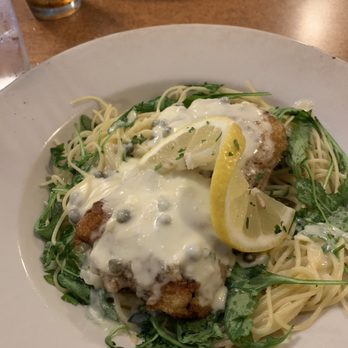 DeLullo's Trattoria - Mahi mahi with arugula in lemon caper sauce - Pizza Near Me - Cicero, Indiana