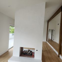 Lone River Drywall - Custom fire place with Venetian finish in Palos Verdes Estates