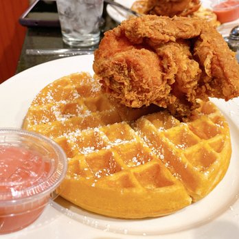 Melba's Restaurant - $18.95 - Southern Fried Chicken & Eggnog Waffles with Strawberry Butter - Southern Near Me - New York, New York Melba's Restaurant - $18.95 - Southern Fried Chicken & Eggnog Waffles with Strawberry Butter - Southern Near Me - New York, New York