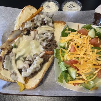 Nautica Joe's Cafe - Cheesesteak with side salad - Cafes Near Me - Brunswick, Georgia