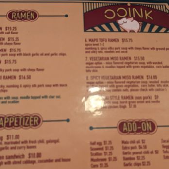 Ooink - Menu as of 12/9/22 - Ramen Near Me - Seattle, Washington