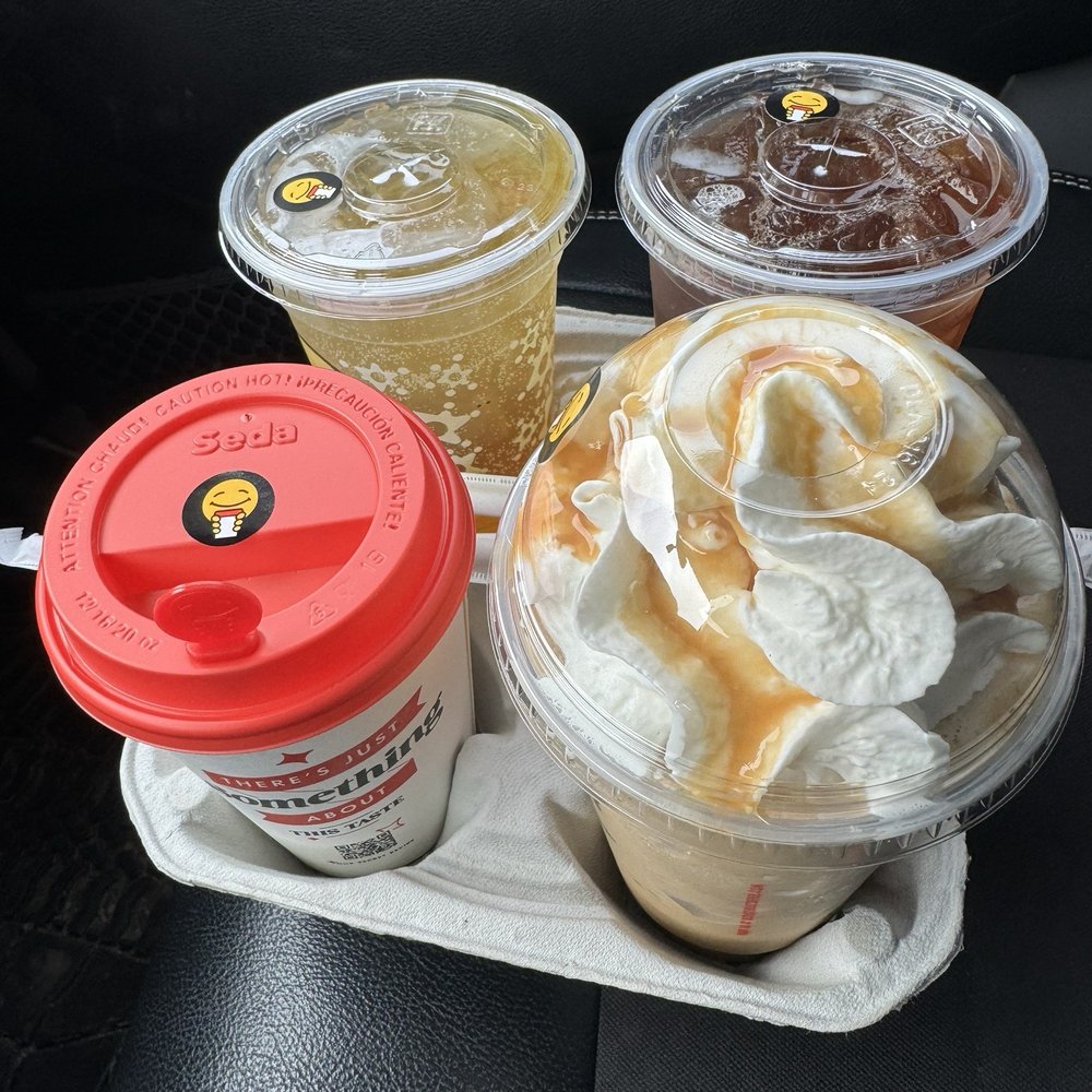 Scooter's Coffee - three cups of iced coffee - Coffee & Tea Near Me - Bellevue, Nebraska