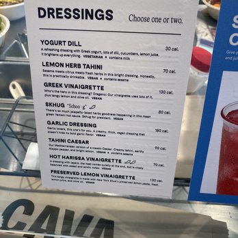CAVA - So many dressing choices - Mediterranean Near Me - Pasadena, California