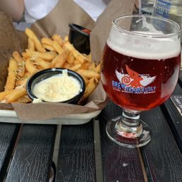 The fries were on point with their garlic aioli
