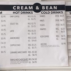 Brodie's Cream and Bean - Menu