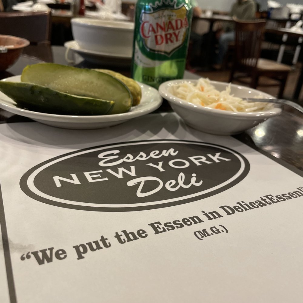Essen NY Deli - a menu and a pickle - Delis Near Me - Brooklyn, New York