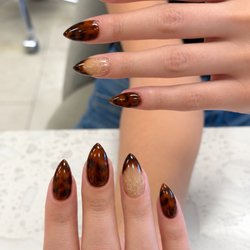 Lavender Nails & Spa Boutique - Tortoise shell design with builder gel overlay
